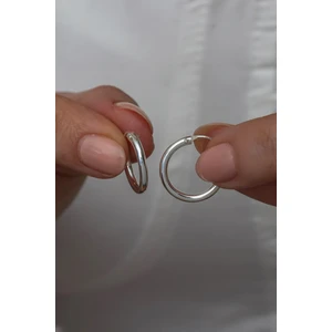 925 Ayar Gümüş Rodyumlu 14 mm Halka Küpe