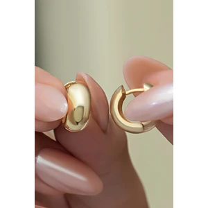 925 Ayar Gümüş Gold Kaplama Tombul 15 mm Halka Küpe