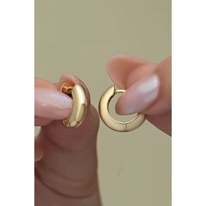 925 Ayar Gümüş Gold Kaplama Taşsız 15 mm Halka Küpe