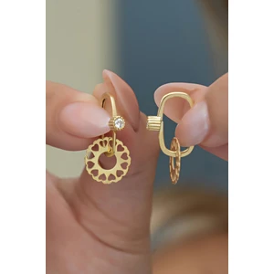 925 Ayar Gümüş Gold Kaplama Tektaş Göçmen Küpe