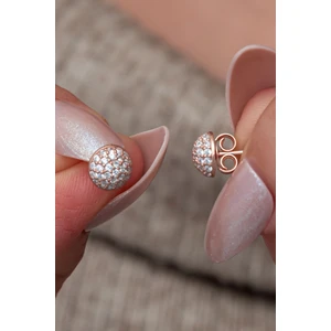 925 Ayar Gümüş Minimal Zirkon Taşlı Rose Top Küpe