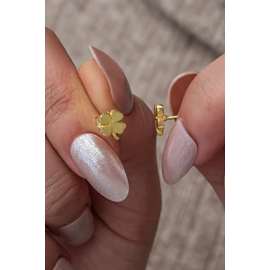 925 Ayar Gümüş Minimal Gold Kaplama Yonca Küpe