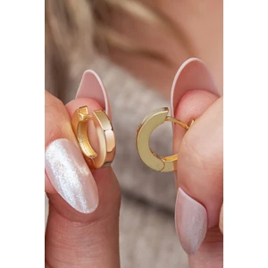 925 Ayar Gümüş Gold Kaplama 15 mm Köşeli Halka Küpe