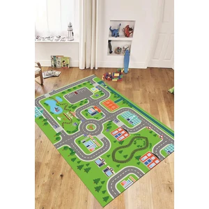 Evdeya Trafik Yollu Arabalı Yıkanabilir Eğlendirici Çocuk Odası Oyun Halısı, Çocuk-47-Yeşil,