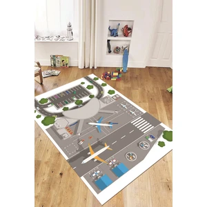 Evdeya Havalimanı Uçak Temalı Eğitici Eğkendirici Çocuk Odası Oyun Halısı, Çocuk-50-Beyaz,