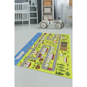Evdeya Kaymaz Taban Yıkanabilir Trafik Eğitici Çocuk Odası Oyun Halısı, Çocuk-07-Yeşil,