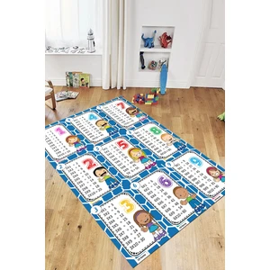 Evdeya Çarpım Tablosu Temalı Yıkanabilir Eğitici Çocuk Odası Oyun Halısı, Çocuk-45-Mavi,
