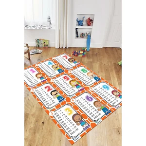 Evdeya Çarpım Tablosu Temalı Yıkanabilir Eğitici Çocuk Odası Oyun Halısı, Çocuk-45-Turuncu,