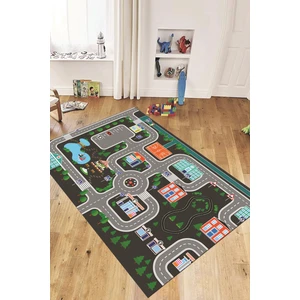 Evdeya Trafik Yollu Arabalı Yıkanabilir Eğlendirici Çocuk Odası Oyun Halısı, Çocuk-47-Antrasit,