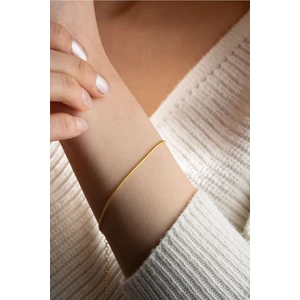 925 Ayar Gümüş Gold Kaplama Italyan Sade Zincir Bileklik