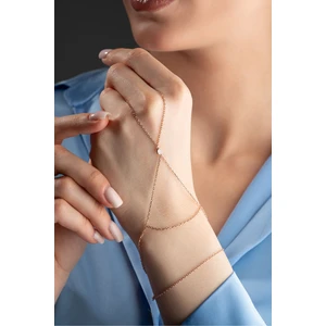 925 Ayar Gümüş Rose Kaplama Tektaş Model Şahmeran Bileklik