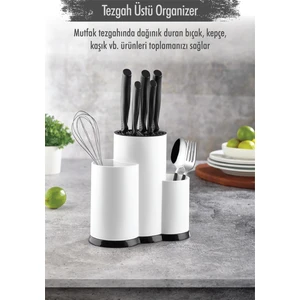 EW's Kitchenware Tezgah Üstü Beyaz Kaşıklık & Bıçaklık & Kepçelik & Organizer