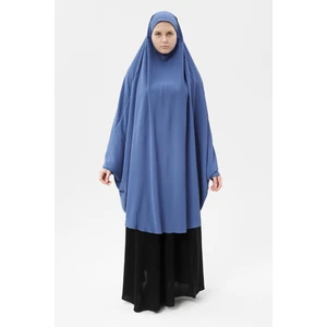 Kadın Tesettür Medine Ipeği Çarşaf Üstü Peçeli Sufle Hijab-Koyu Kot