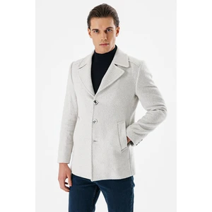 Taş Rengi Kaşe Kırlangıç Yaka Desenli Yünlü Astarlı Slim Fit Dar Kesim Casual Mont 1007235173