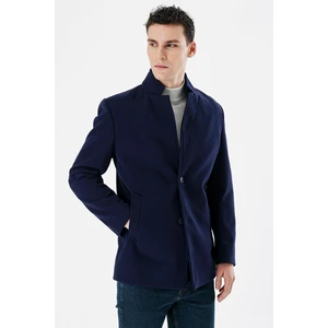 Koyu Lacivert Kaşe Dik Yaka Astarlı Slim Fit Dar Kesim Casual Mont 1007235170