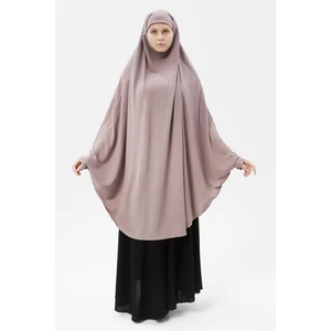 Kadın Tesettür Medine Ipeği Çarşaf Üstü Peçeli Sufle Hijab-Koyu Gül Kurusu
