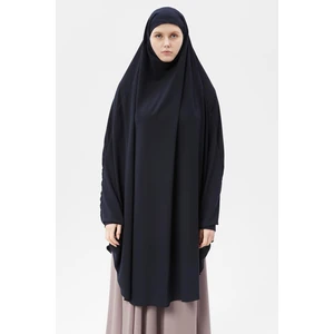 Kadın Tesettür Medine Ipeği Çarşaf Üstü Peçeli Sufle Hijab-Lacivert