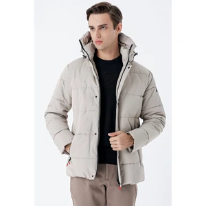 Taş Rengi Kapüşonlu Astarlı Slim Fit Dar Kesim Casual Mont 1007235160