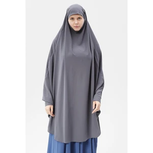 Kadın Tesettür Medine Ipeği Çarşaf Üstü Peçeli Sufle Hijab-Füme