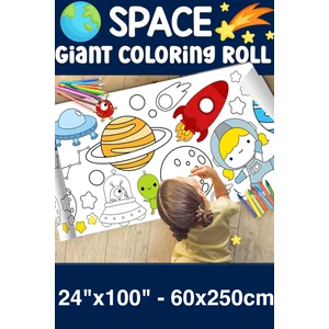 Uzay ve Gezegenler Dev Boy Boyama Kağıdı - Space Kids Coloring Roll - Giant Painting Paper