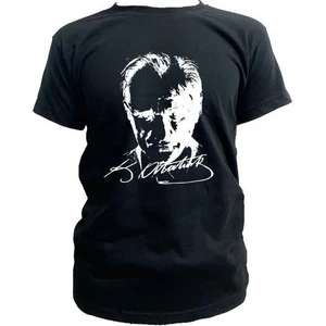 %100 Pamuk Standart Kesim Sıfır Yaka Kısa Kollu Beyaz Atatürk Baskılı Siyah 23 Nisan Çocuk T-Shirt