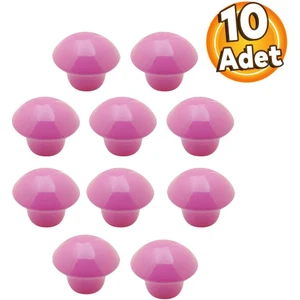 Mantar Düğme Metal (PEMBE) Yuvarlak Çocuk Odası Mobilya Mutfak Çekmece Dolap Kulpu Kulbu 10 Adet