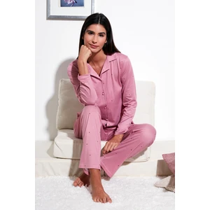 Regular Fit Gömlek Yaka Uzun Kollu Pijama Takımı Bayan Pijama Takımı 65750701