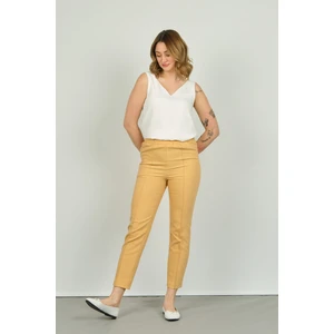 Fa Pantolon Kadın Bilek Boy Önden Çizgi Dikişli Dar Kalıp Pantolon 6000 Sarı