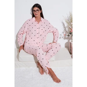 Desenli Rahat Kesim Bol Paça Yazlık Pijama Takımı Bayan Pijama Takımı 6110014