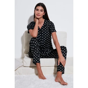 Regular Fit Gömlek Yaka Kısa Kollu Pijama Takımı Bayan Pijama Takımı 65780124