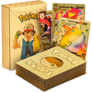 Pokemon Go Vmax Gold Card Tcg Dx Gx Altın Esnek Oyuncu & Koleksiyon Pokemon Kartı 55 Adet Ingilizce