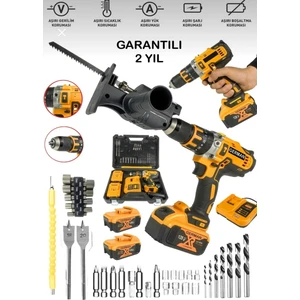 2'li Set 780RP Bakır Sargı Darbeli Şarjlı Matkap Metal Şanzıman Vidalama Tilki Testere Aparat