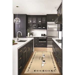 Evdeya Sevimli Hayvanlar Desenli Kaymaz Taban Yıkanabilir Mutfak Halısı, Mutfak-10-Krem,