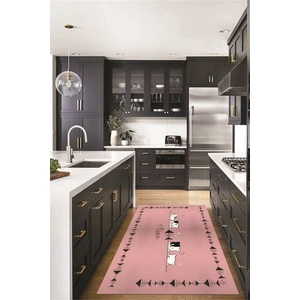 Evdeya Sevimli Hayvanlar Desenli Kaymaz Taban Yıkanabilir Mutfak Halısı, Mutfak-10-Pembe,