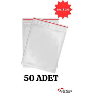 Kalbi Ticaret Kilitli Torba 15X18 cm 50'li Kilitli Buzdolabı Poşeti Şeffaf Naylon Torba Kilitli Saklama Poşeti