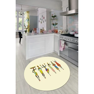 Evdeya Etnik Motifli Modern Kaymaz Taban Yıkanabilir Yuvarlak Mutfak Halısı, Y-Mutfak-40-Renkli,