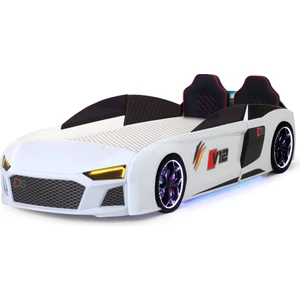 Beyaz Arabalı Yatak V12 Audi Full Ledli Kumandalı ve Müzikli