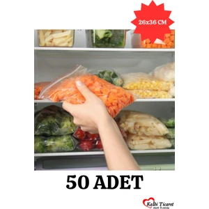Kalbi Ticaret Kilitli Torba 26X36 cm 50'li Kilitli Naylon Poşet Şeffaf Torba