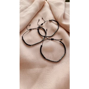 DD Jewelry Unisex Kişiye Özel Hematit Taş'lı Mors Alfabesi Bileklik 2'li Set