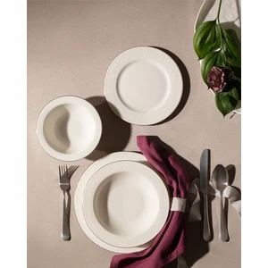 Madame Coco Relief 6 Kişilik 24 Parça Yemek Takımı - Beyaz/gümüş