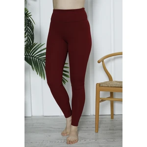 Kadın Yüksek Bel Toparlayıcı Tayt Kaşkorse Fitilli Bordo