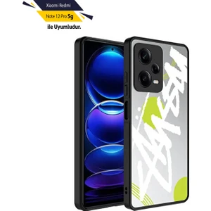 Case 4U Xiaomi Redmi Note 12 Pro 5g Kılıf Aynalı Desenli Kamera Korumalı Parlak Mirror Kapak Yazı