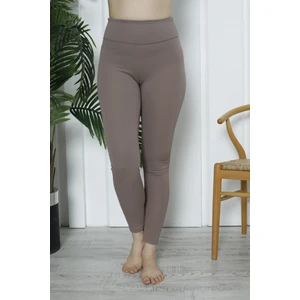 Kadın Yüksek Bel Toparlayıcı Tayt Kaşkorse Fitilli Vizon