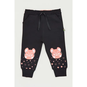 Ayıcık Baskılı  Paçası Lastikli Kız Çocuk Eşofman Altı