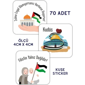 Filistin Destekli 4X4CM Ölçülerinde 70 Adet Kuşe Sticker
