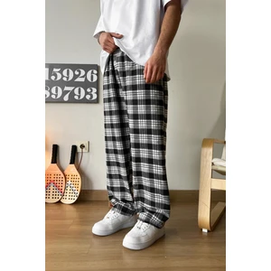 Beli Lastikli Ekoseli Gri Pijama