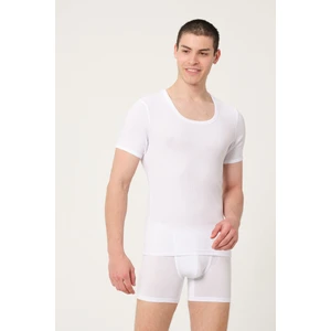 Erkek Süper Ince Pamuklu Kaşkorse Kısa Kollu Beyaz Atlet 2'li - 497