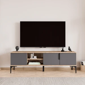 Tarz Tv Ünitesi , Raflı Tv Sehpası , 180  cm  Tv Konsolu (Full Antrasit)