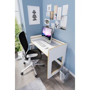 Zeo Wood Design Yükseklik Ayarlı, Mdf Çalışma Masası 90*53 cm Beyaz