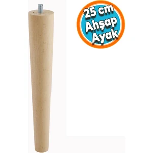 Ahşap Ayak Sehpa Masa Baza Çekyat Puf Tabure Ünite Koltuk Ayağı Mobilya Ayakları Silindir Destek M8 Civatalı 25 cm